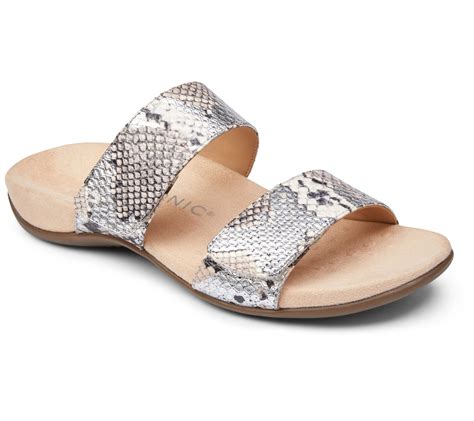 Vionic Leather Slide Sandals - Randi Snake - QVC.com