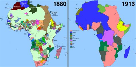 Africa in 1880 compared to 1913 : r/MapPorn