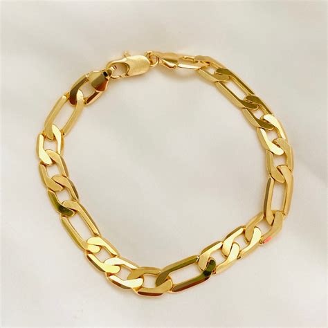 Gold Figaro Chain Bracelet 18k Gold Filled Figaro Bracelet - Etsy