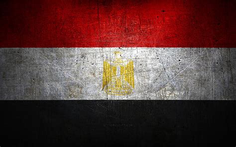 Egyptian metal flag, grunge art, African countries, Day of Egypt, national symbols, Egypt flag ...