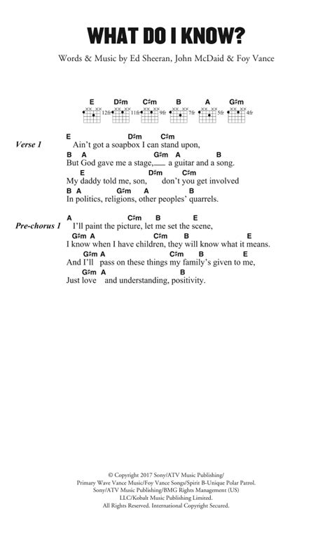 What Do I Know? by Ed Sheeran - Guitar Chords/Lyrics - Guitar Instructor