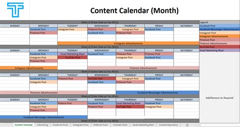 Content Calendar Template | Social Media Calendar | Tactycs