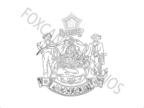 Maine State Flag Coloring Page Digital Print-out - Etsy UK