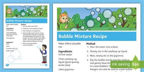 Bubble Mixture Recipe (Teacher-Made) - Twinkl