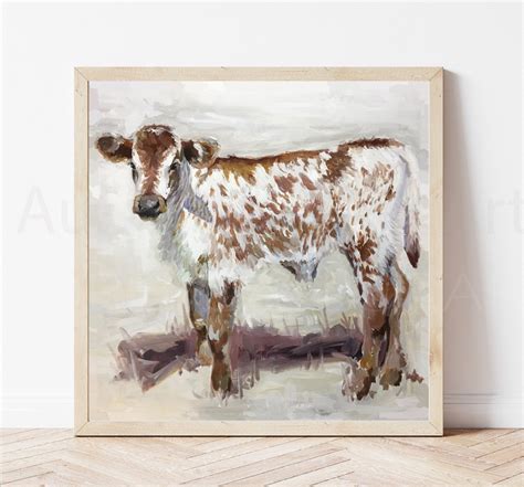 Longhorn Calf Print Longhorn Calf Art Calf Wall Art Calf | Etsy