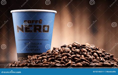 Composition with Cup of Caffe Nero Coffee and Beans Editorial Photo - Image of british, chain ...