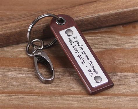 Custom Inspirational Quote Engraved Leather Keychain | Robrasim