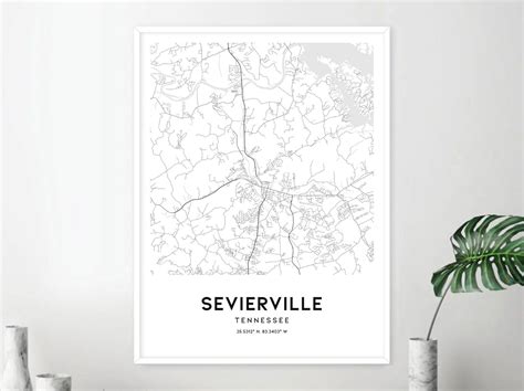 Sevierville Map Print, Sevierville Map Poster Wall Art, Tn City Map ...