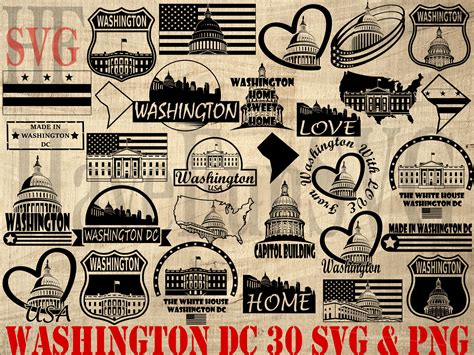 Washington DC City Digital SVG PNG Files Instant Download Bundle Vector ...