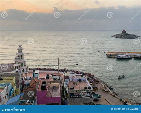 India. Sunrise at Cape Comorin Kanyakumari Editorial Stock Image - Image of komorin, kanyakumari ...