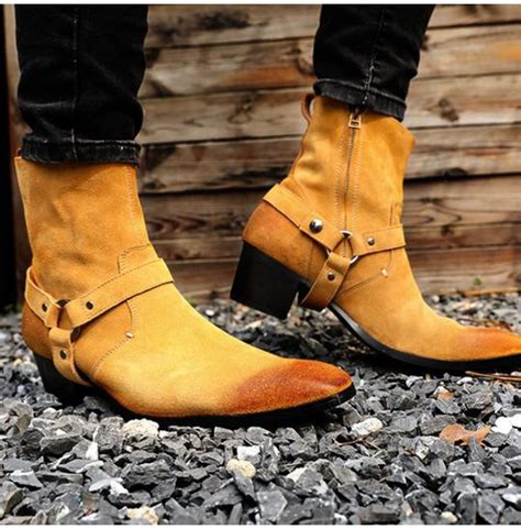 Mens Tan Color Suede Size Zipper Boots, Mens Fashion | RebelsMarket