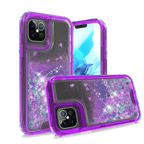 Apple iPhone 12 Pro 6.1 Case, 3in1 Transparent Liquid Glitter Snap On ...