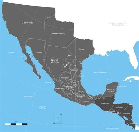 Map of the First Mexican Empire and its states at... - Maps on the Web