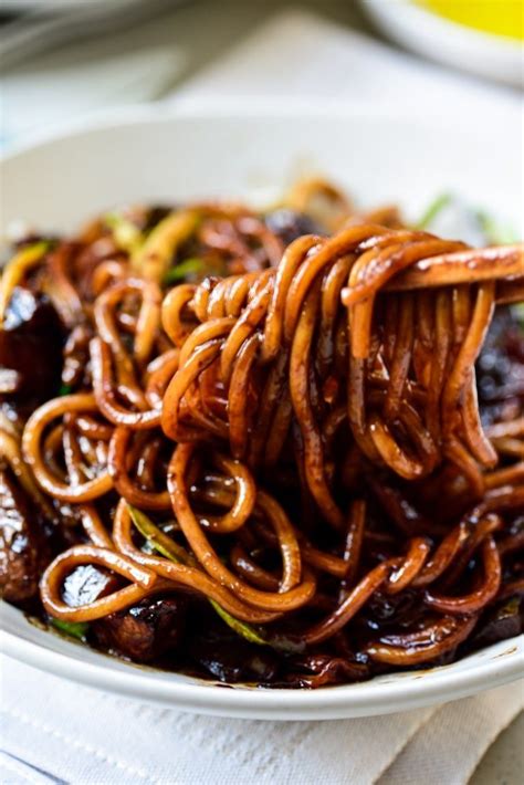 Jajangmyeon (Noodles in Black Bean Sauce) | Black bean sauce, Asian ...