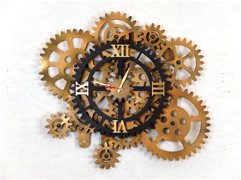 Self Rotating Gears Wall Clock. Steampunk Wall Clock. Big - Etsy UK