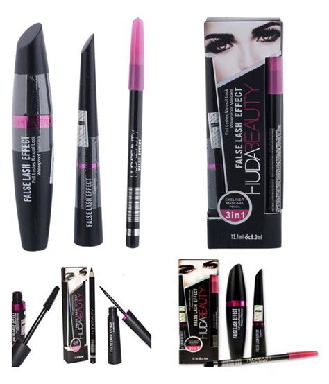 Huda Beauty Imported Mascara + Eyebrow Pencil & Liquid Eyeliner Set ( 3 in 1 ) l: Buy Huda ...