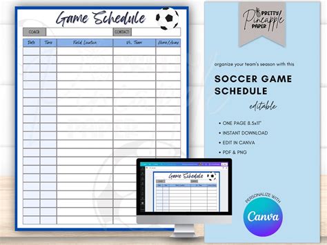 Game Schedule Template