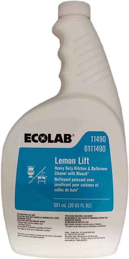 Ecolab Lemon Lift Heavy Duty Kitchen & Bathroom Cleaner with Bleach- 20 FL OZ : Amazon.ca ...