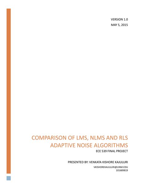 (PDF) Comparision of Active Noise Cancellation Algorithms