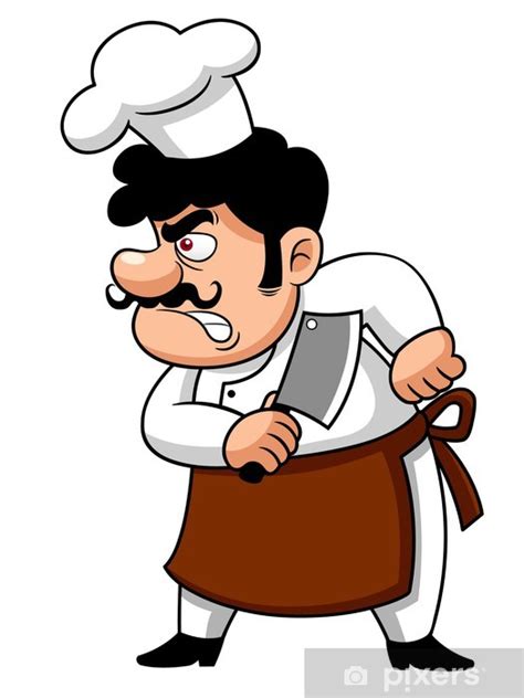 Sticker illustration of Cartoon Chef angry - PIXERS.NET.AU