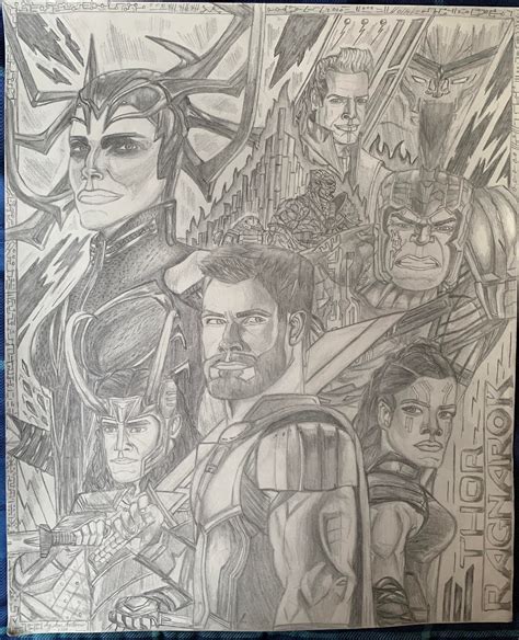 Thor Ragnarok drawing I did on paper. : marvelstudios