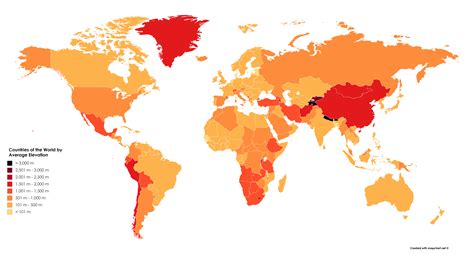 Countries of the World by Average Elevation : r/MapPorn