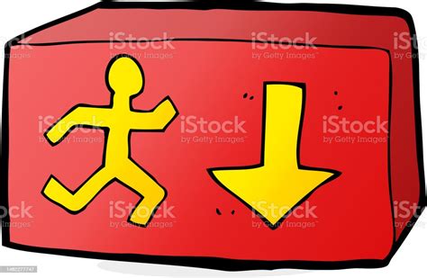 Cartoon Exit Sign Stock Illustration - Download Image Now - Art ...