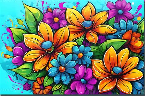 Flower Graffiti Wallpaper, Graffiti Background, Floral Graffiti Pattern ...