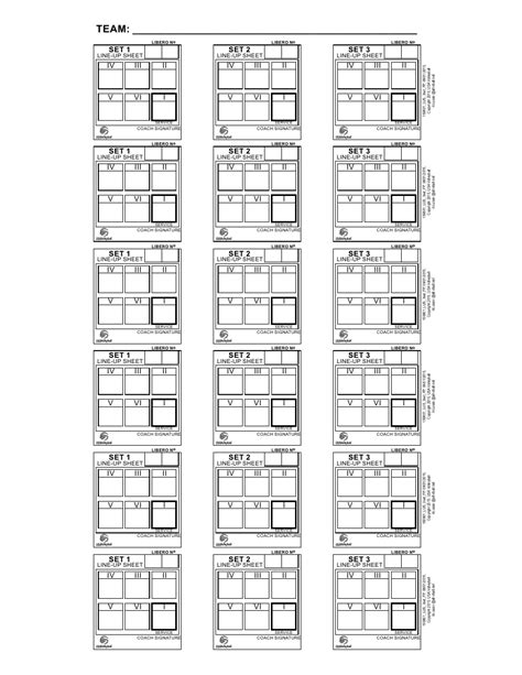 USA Volleyball Line-Up Sheets - Six Rows Download Printable PDF | Templateroller