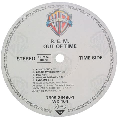 My Personal Record Guide: R.E.M. - Out Of Time, Warner Bros. 7599-26496-1