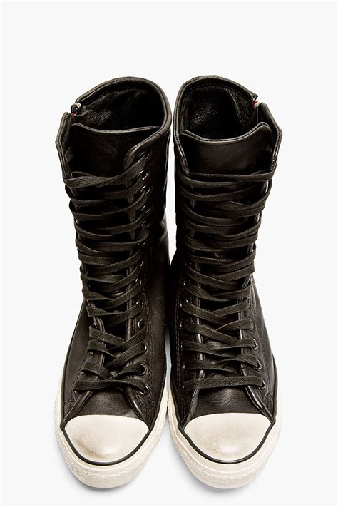 Converse Black Leather Tall Zip Sneakers for Men - Lyst