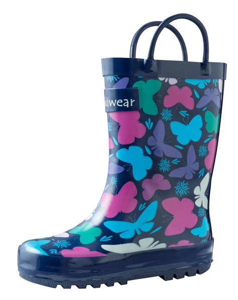 Children's Rubber Rain Boots, Bright Butterflies – OAKI