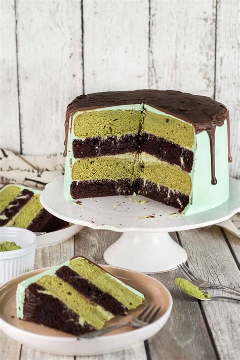 Chocolate Green Tea Cake (Matcha Cake) - w/ White Chocolate Ganache