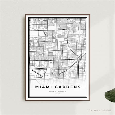 Miami Gardens Map Print Miami Gardens Street Map Florida | Etsy