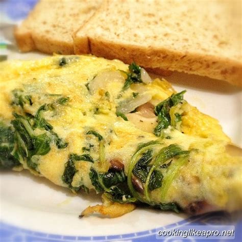 Cooking Spinach Omelet with Mushroom ~ Quick And Easy Recipes