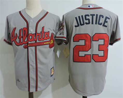 Mens Atlanta Braves Jerseys #23 David Justice Jersey Gray Cooperstown ...