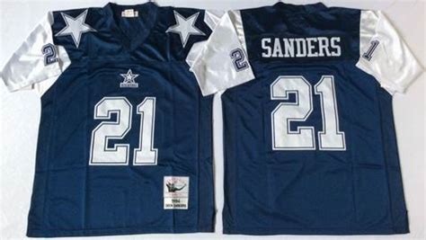 nfl dallas cowboys 21 Sanders blue throwback jersey