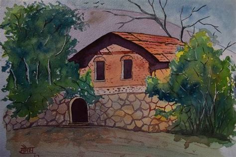 Village House Painting by Saurabh Jathar | Saatchi Art