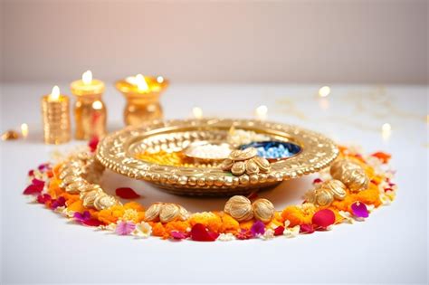 Premium AI Image | traditional Diwali puja thali