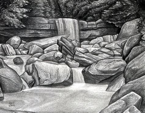 How to Draw a Creek | Waterfall drawing, Art tutorials watercolor ...