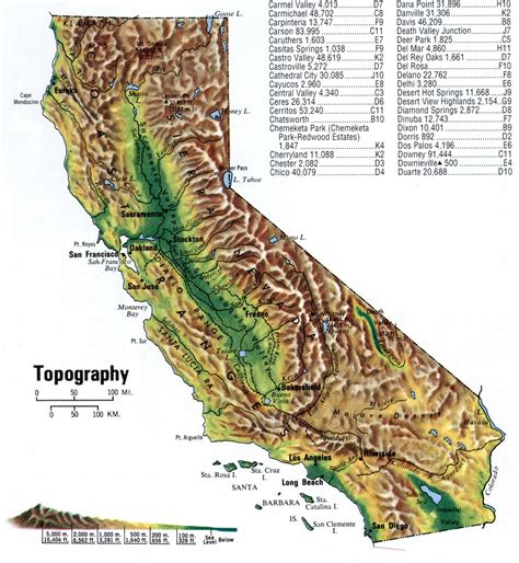 California topographic map.Free large topographical map of California topo