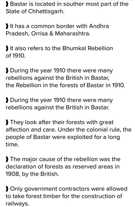 note on bastar rebellion - Brainly.in