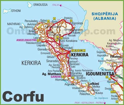 Corfu tourist map | Corfu, Tourist map, Igoumenitsa