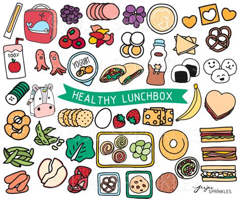 Healthy Lunchbox Clipart and Sticker Set - Juju Sprinkles