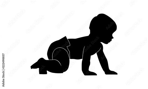 the baby's silhouette is walking crawling. Stock Vector | Adobe Stock