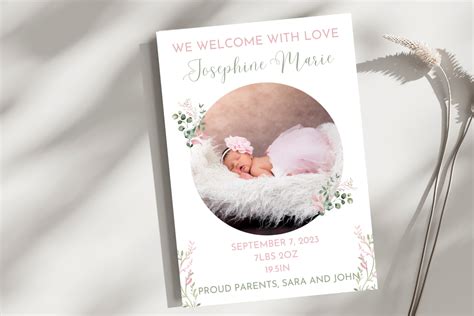 Floral Girl Birth Announcement Template Graphic by Kat Trinity Designs ...