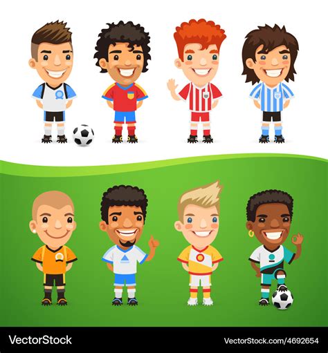 Cartoon international soccer players set Vector Image