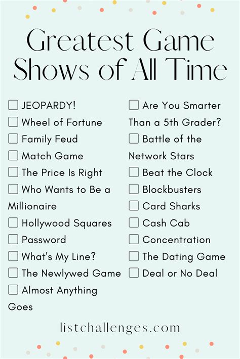 60 Greatest Game Shows of All Time | Game show, Tv show games, Game night