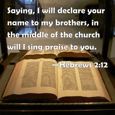 Hebrews 2:12 Saying, I will declare your name to my brothers, in the middle of the church will I ...