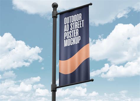 Free Road Pole Vertical Banner Mockup PSD - Good Mockups